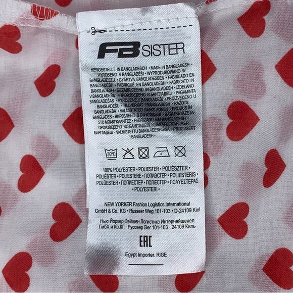 FB Sister Shirt Heart Print Button Down Long Sleeve Toll-tab Size XS - Picture 12 of 12